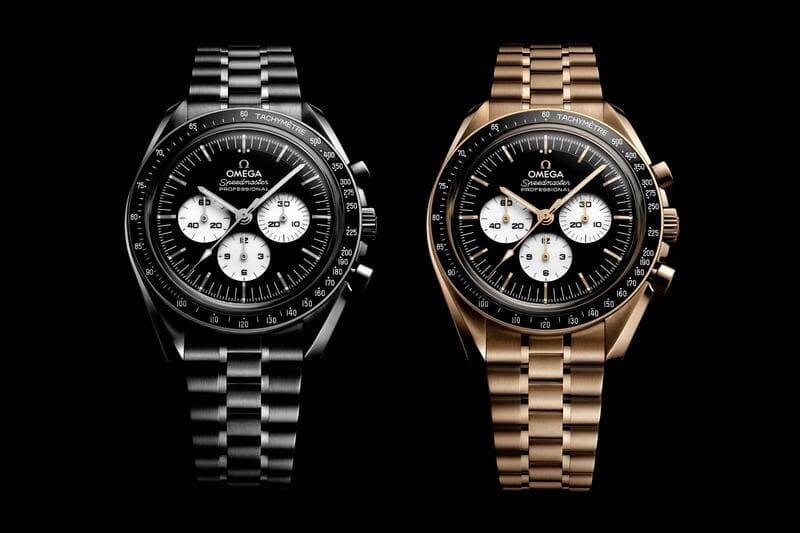 Omega Speedmaster Moonwatch Professional Reverse Panda watches in Black & 18k Moonshine Gold edition 