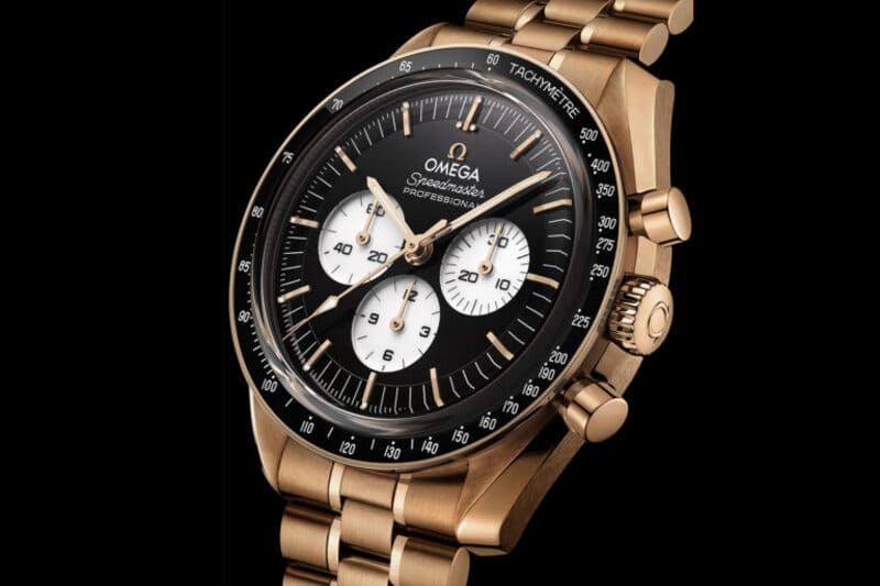 Omega Speedmaster Moonwatch Professional New Lacquered Reverse Panda 18k Moonshine Gold edition watch - Reference 310.60.42.50.01.002